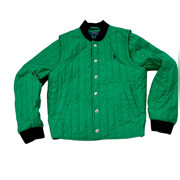 Boy (sz S) Polo Ralph Lauren Convertible Water Repellant Jacket - Cruise Green - Picture 2 of 9